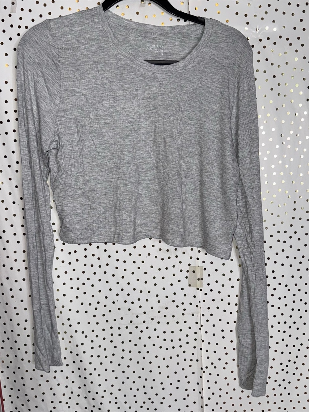 Aerie Offline Women's Gray Cropped Long-Sleeve Top